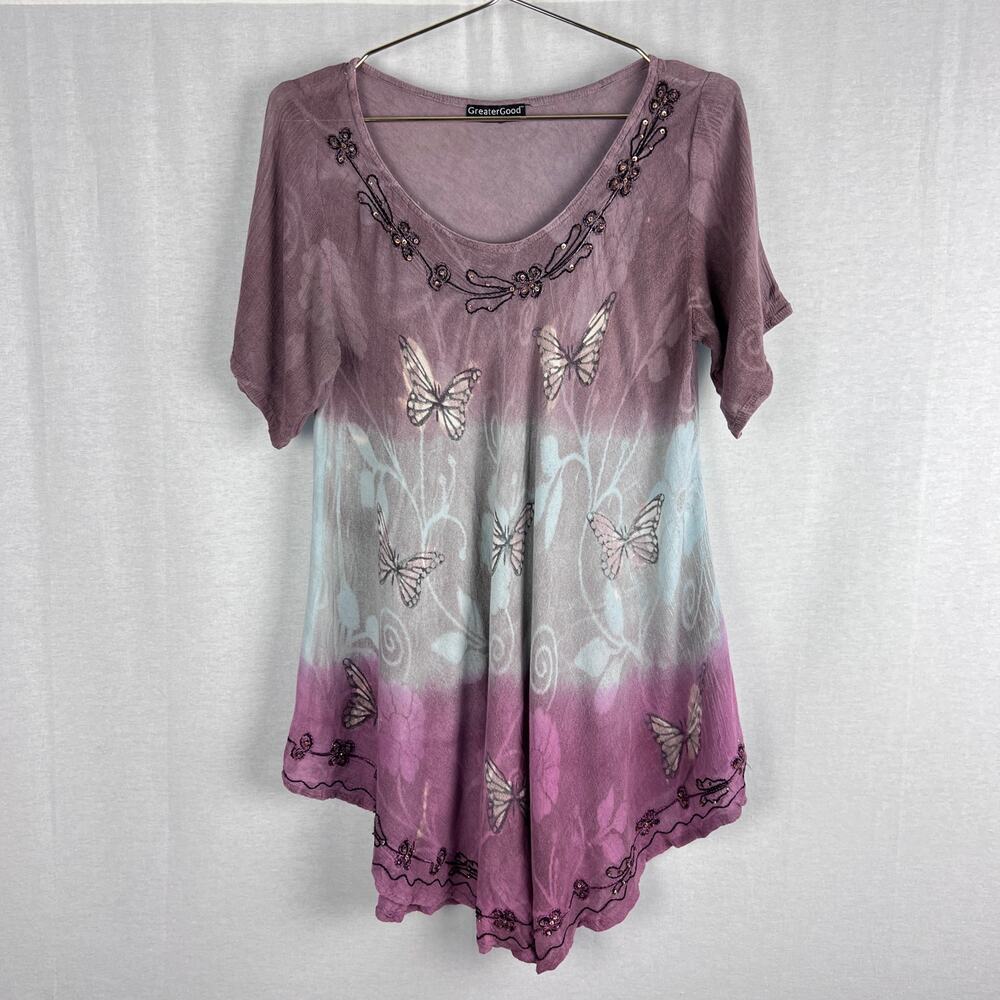 Butterfly Boho Top Purple Tie Dye Fairy Artsy Whimsigoth Spring Festival Whimsy